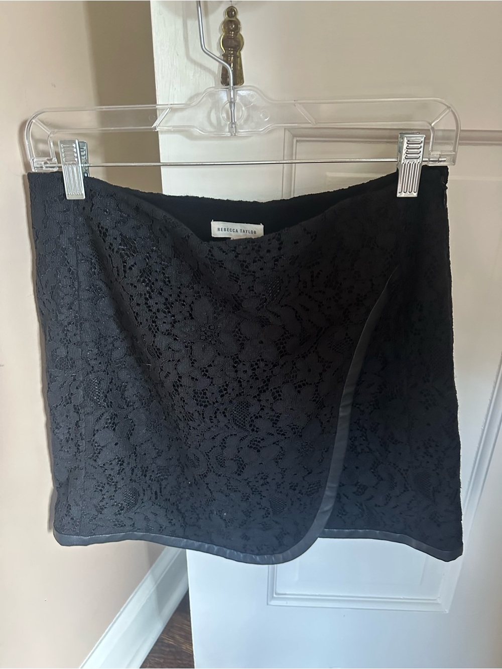 Rebecca Taylor Black Lace Wrap-Style Mini Skirt
